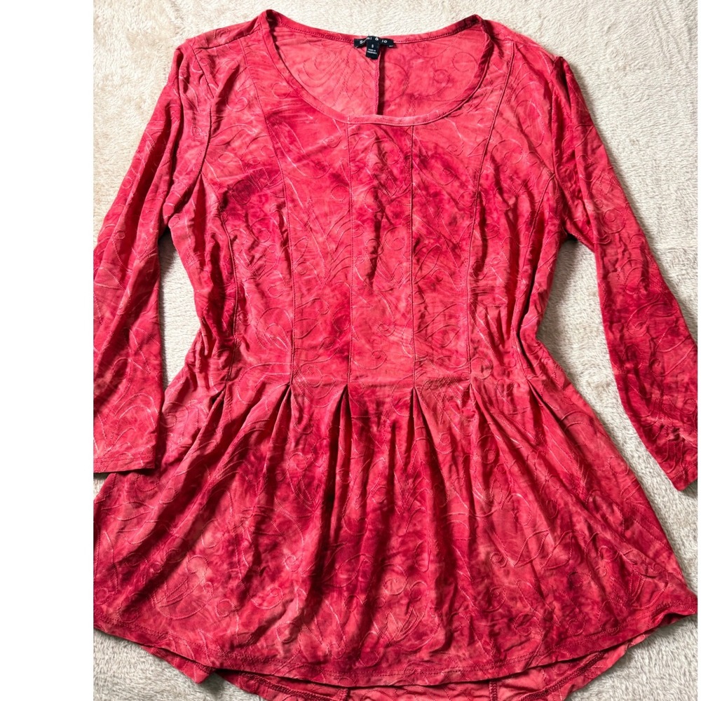 Sami & Jo Red Embroidered  Top Long Sleeve Babydoll S Boho Whimsigoth Witchy